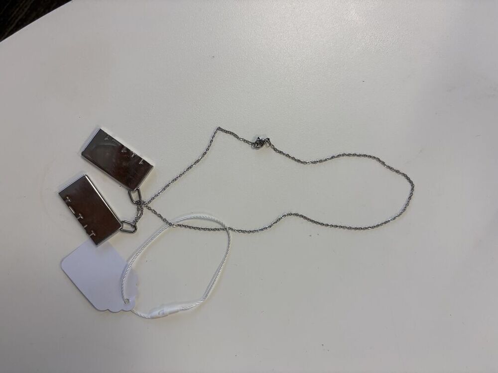 Silver Tone Double Plate Pendant Necklace